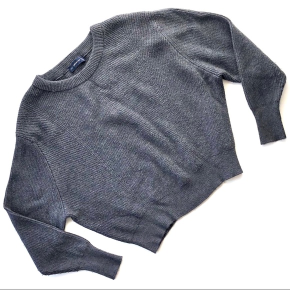 Zara Sweaters - Zara Knit Gray Ribbed Batwing Crop Sweater